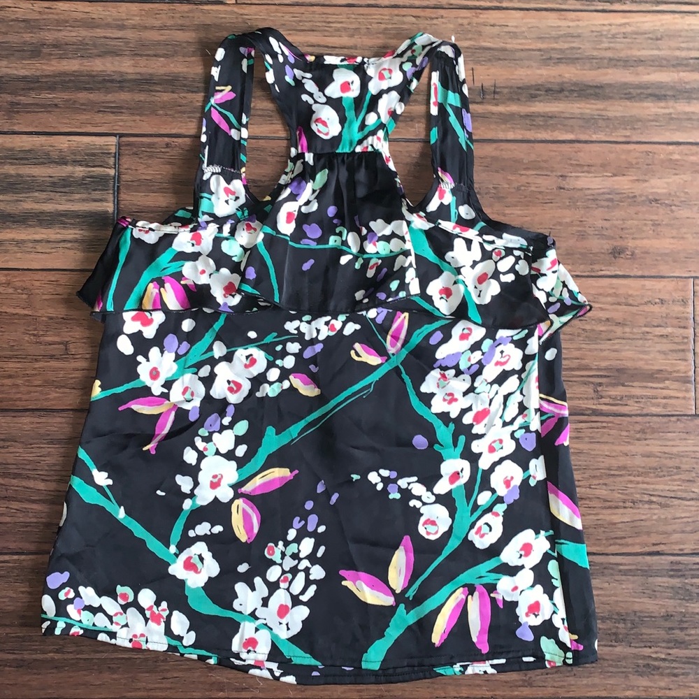 NWOT Lily White Zip Front Floral Razor back Tank - Picture 2 of 8